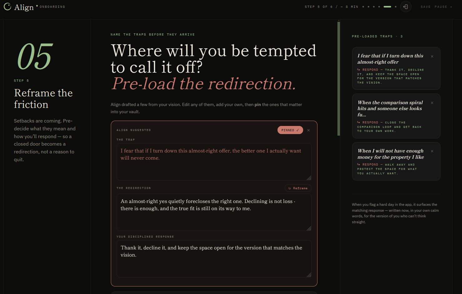 Align process screen screenshot
